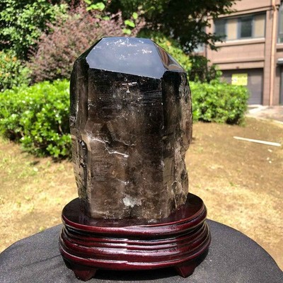 7.74LB Natural Smoky Quartz Crystal Mineral Specimen Reiki Healing+Stand