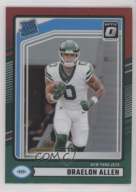 2024 Donruss Rated Rookie Optic Preview Red & Green Prizm Braelon Allen 1l7u