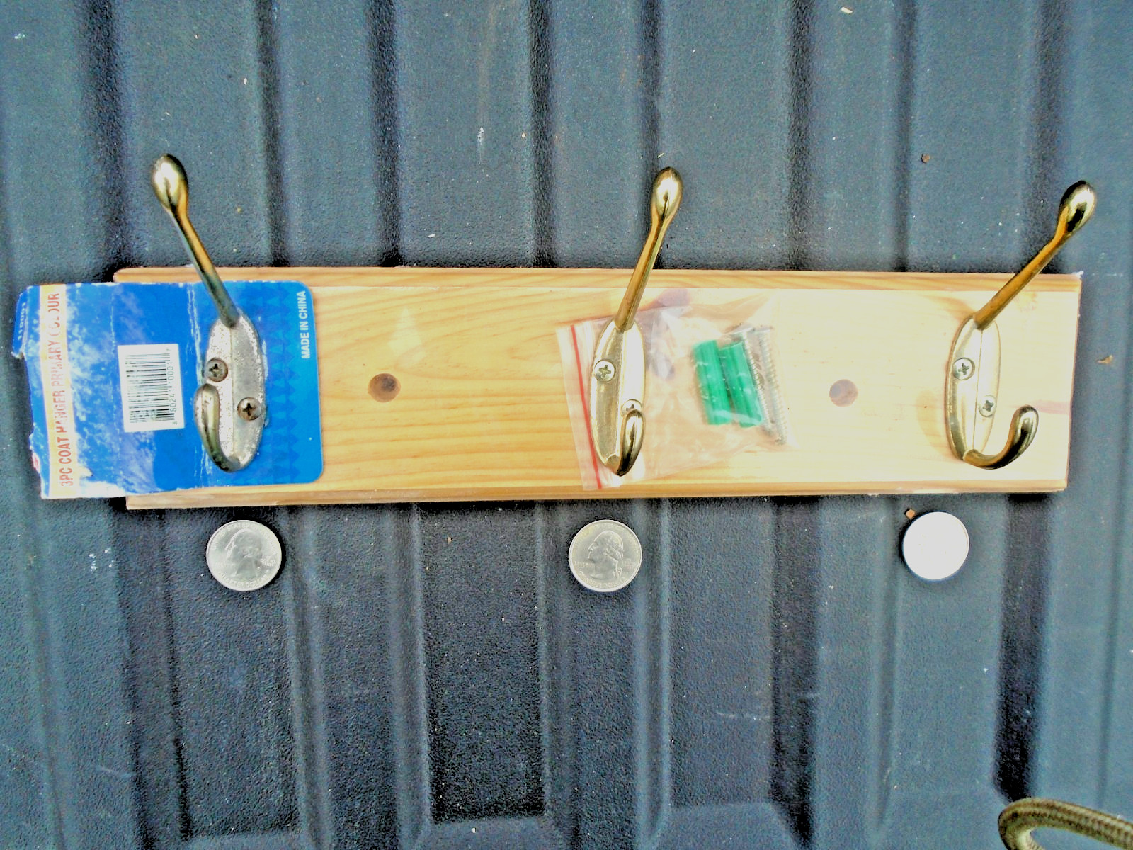 Wall Mounted Coat Rack 3 Standard Hooks w/Hardware- Easy Piezy !