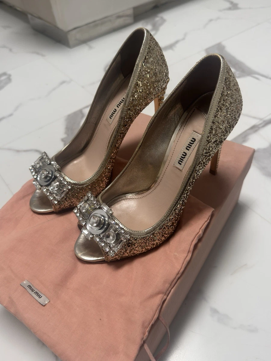 Gold Heels Miu Miu for sale | eBay