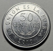 2010 Bolivia 50 Centavos - Bolivian - World Coin - Stainless Steel Coin