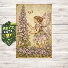 Lavender Fairy Retro Metal Garden Poster Flower Fairy Tin Sign