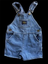 Vintage Oshkosh B’gosh Denim Shortalls Size 24 Months Made In Honduras