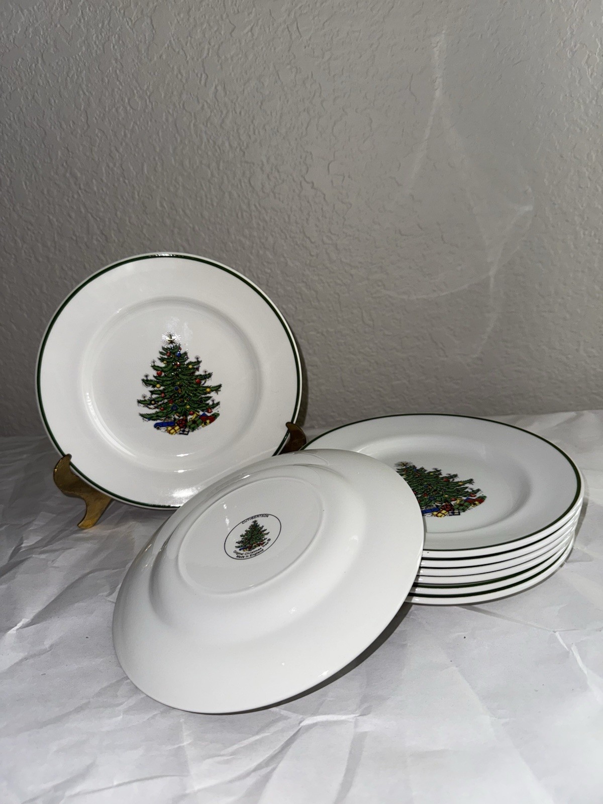 4 Cuthbertson Original Christmas Tree 6" Bread Plates England