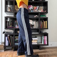 Y2k Straight Leg Striped Adidas Navy Track Pants Size small