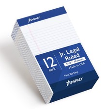 5 x 8 Legal Pads, 12 Pack, Narrow Ruled, White Paper, 50 Sheets Per Writing P...