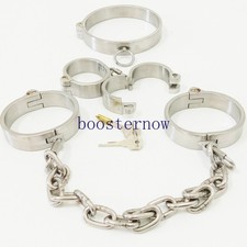 Heavy Duty Stainless Steel Collar Wrist Cuffs Ankle Restraint Shackle Lock Slave