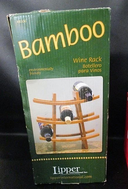 Lipper International 9-Bottle Bamboo Wine Rack, Kitchen Storage Display. NEW! - Image 2 of 2