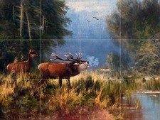 Wildlife elk forest Tile Mural Kitchen Bathroom Wall Backsplash Marble Ceramic