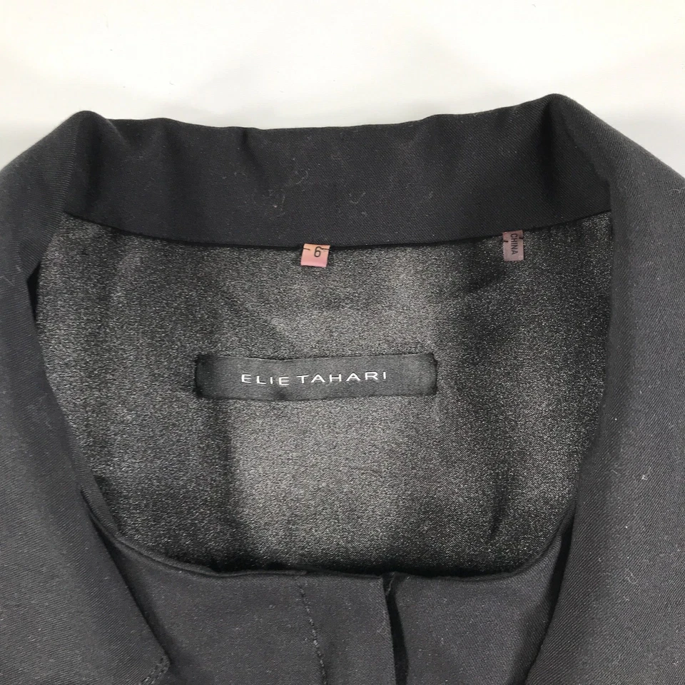 Elie Tahari Trench Coat Womens 6 Black Lightweight Smooth Belted - Image 2 of 4