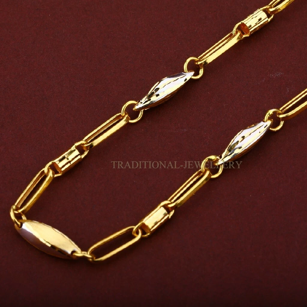 Unisex Italian Turkey chain 916 22k Gold Chain Necklace Daily wear Jewelry 86