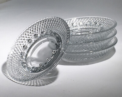 (4) VINTAGE ANCHOR HOCKING CLEAR GLASS HOBNAIL ROUND ASHTRAY 4.￼25 