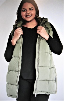 Long Hooded Puffer Vest~Plus Size 