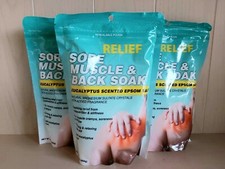 RELIEF EPSOM SALT SORE MUSCLE BACK EUCALYPTUS MAGNESIUM SULFATE SOAK 10 OZ LOT 3