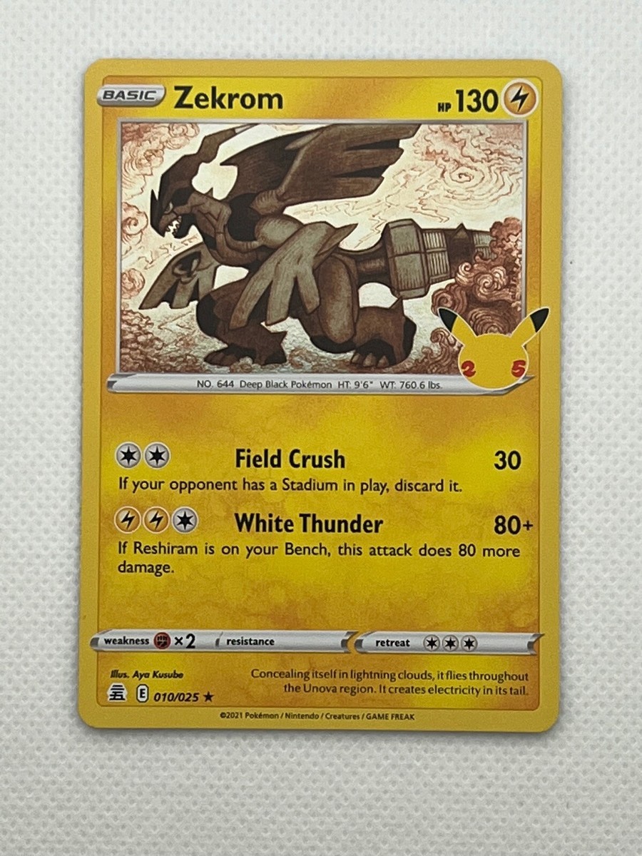 Pokemon 25th Anniversary Celebrations TCG Card 010/025 Zekrom Holo