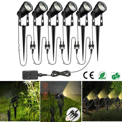 6 Packs Mains Powered Garden Spike Light Landscape Yard Adjustable