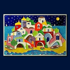 CREAZIONI LUCIANO ISOLOTTO (cm 30 x 20) piastrella in ceramica a rilievo,