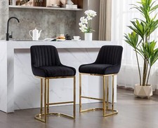 Black and Gold Counter Height Bar Stools Set of 4 with Back,Modern Kitchen