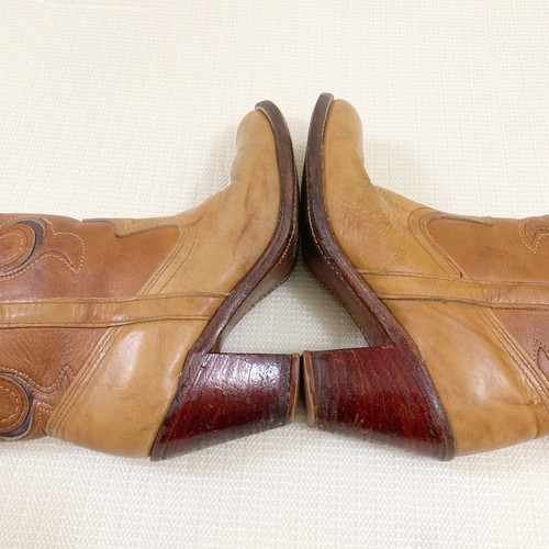 DINGO Women’s Western Cowgirl Leather Boots Size 6.5M Camel Brown Pull Up Style - Picture 9 of 11