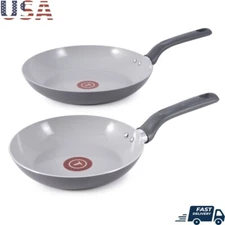 Ceramic Nonstick Frypan Set 8in 10.5in Eco Friendly Easy Care Cookware Home Use