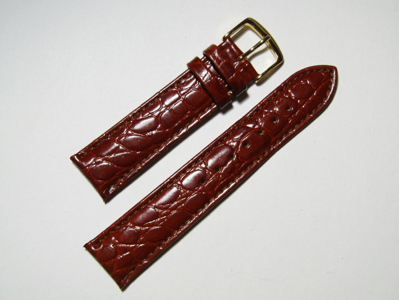 18mm Hadley-Roma Crocodile Embossed Tan Leather Watch Band Strap MS717