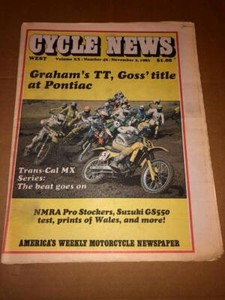 CYCLE NEWS WEST Newspaper Vol XX #42 Nov 1983 vtg mx ahrma motocross motorcycle