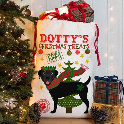 KRAFTYGIFTS Personalised Dog Christmas Sack Labrador Treat Stocking Xmas Puppy Present Bag