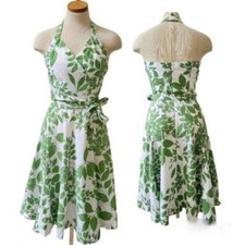 Zara Floral white/green Halter Cotton dress