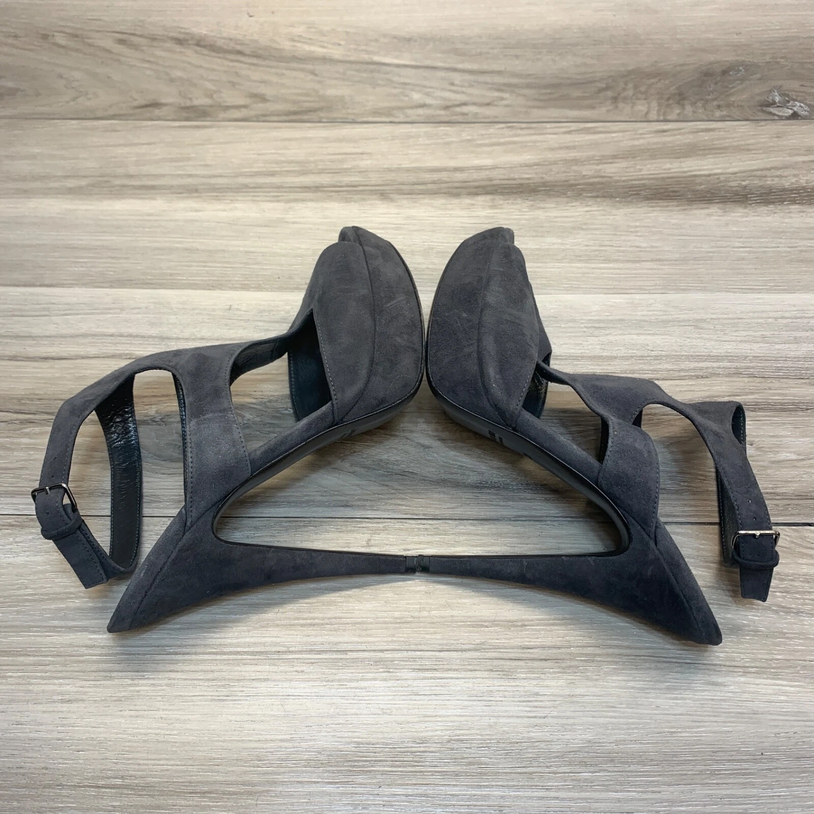 Scarpe con tacco alto Miu Miu donna grigio pelle scamosciata punta aperta stiletto taglia 38