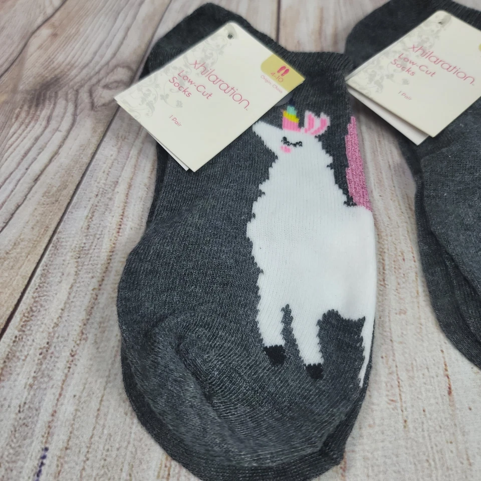 3 X Calcetines Mujer Corte Bajo Llama/LAMA Unicornio Brillo Xhilaration Gris Talla 4-10 Foto 2 de 4