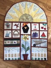 Patchwork applique Handmade quilt wall hanging cottage garden Decor Gardener