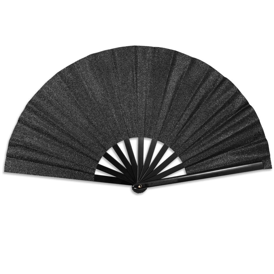 Black Glitter Large Folding Fan Rave Boots on Ground Line Dance