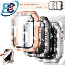 For iWatch Series 7 8 9 41/45mm Bling Case Hard PC Full Cover Screen Protector