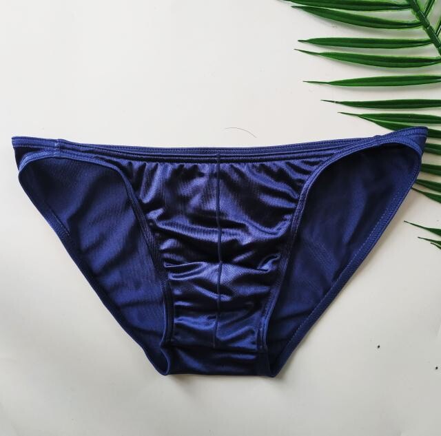 Mutandine Uomo In Raso Foil Royal Blue Wetlook - Sissy Bikini Perizoma Morbido S-2XL