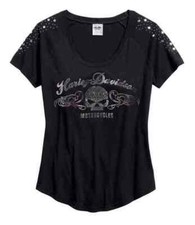 Harley-Davidson Women's Scroll Skull Scoop Tee 99164-16VW