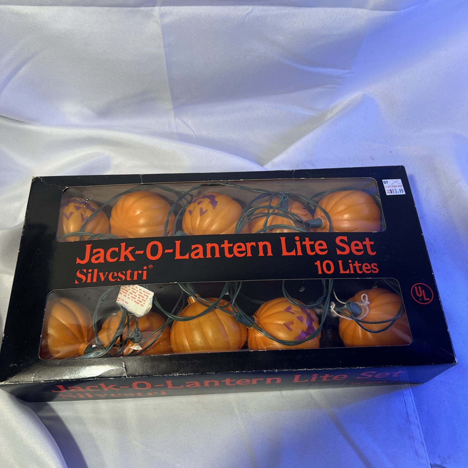 Vtg Halloween Jack O Lantern Pumpkin Light String Blow Mold Set of 10 Tested