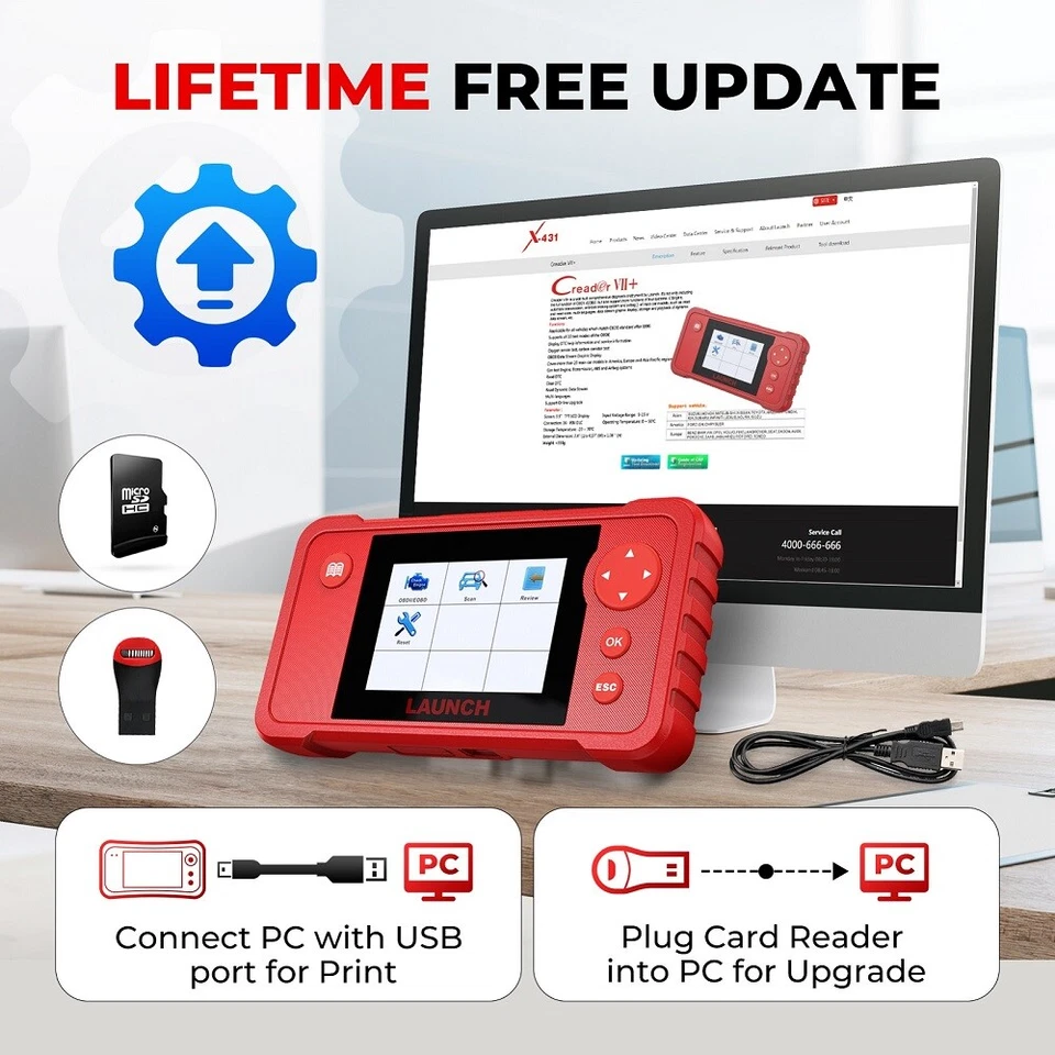Lector de códigos LAUNCH X431 Creader VII+ 7 Plus CRP123 OBDII escáner ABS motor SRS Foto 4 de 4
