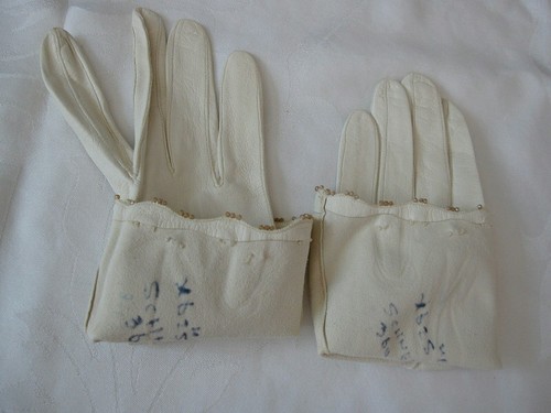 New Vintage Customers Handmade Ivory Kidskin Leather Ladies Gloves sz S/7 - Picture 7 of 7