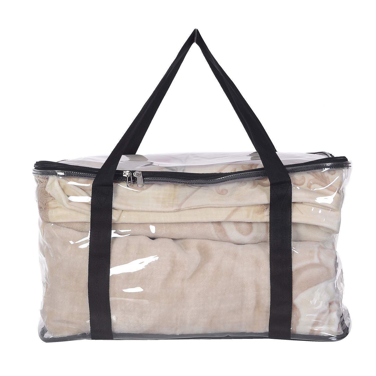 Storage Bag Blanket Cover (Clear, Full,Plastic) Protects things from