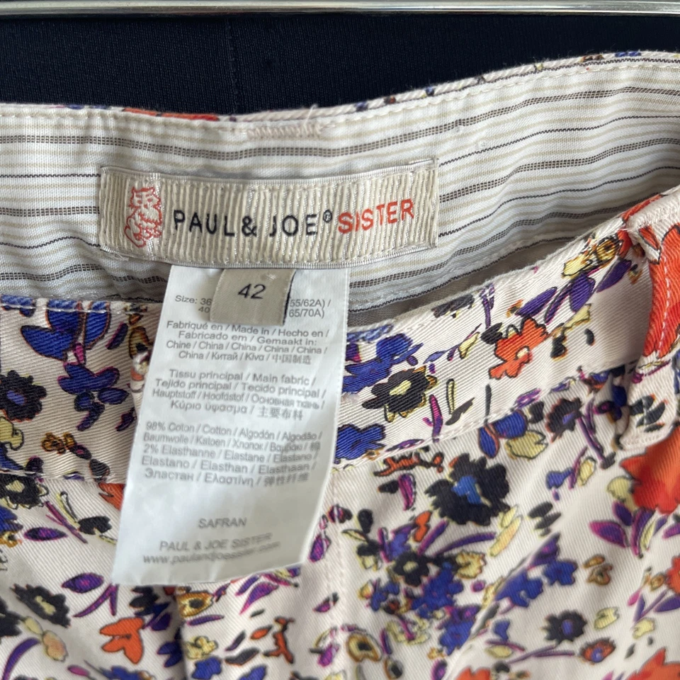 PAUL & JOE BROTHER Vaqueros Estampado Floral FR 42 US 8 Elástico Ligero Foto 3 de 4