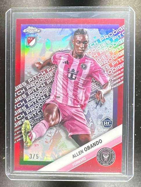 2025 Topps Chrome MLS Red Refractor 3/5 Pitch Prodigies RC Allen Obando