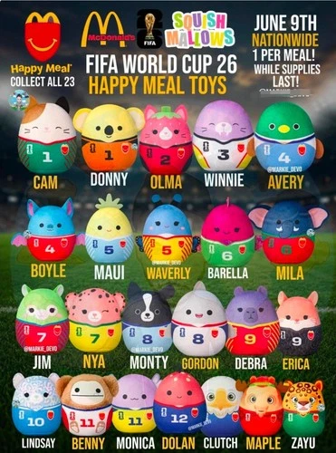 YOU PICK 2026 McDonald's SQUISHMALLOWS FIFA World Cup Happy Meal Toy Select 1-23