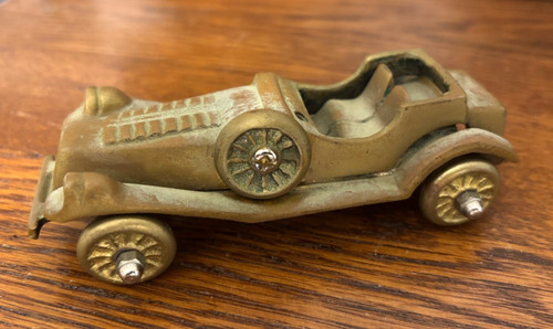 Vintage Brass Car Automobile Paper Weight 5-1/8" Long Original Patina