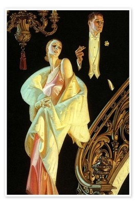 Poster Paar in Abendkleidung - Joseph Christian Leyendecker