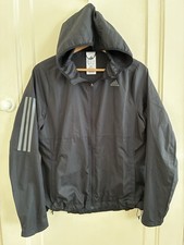 Adidas Women's Windbreaker Black Hooded Jacket Size S Excellent Condition