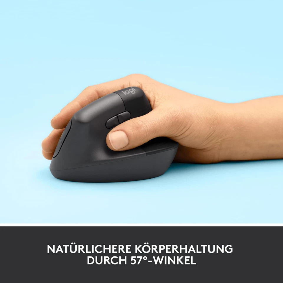 Logitech Lift Vertikale Ergonomische Maus, Kabellos, Bluetooth  - Bild 4 von 4