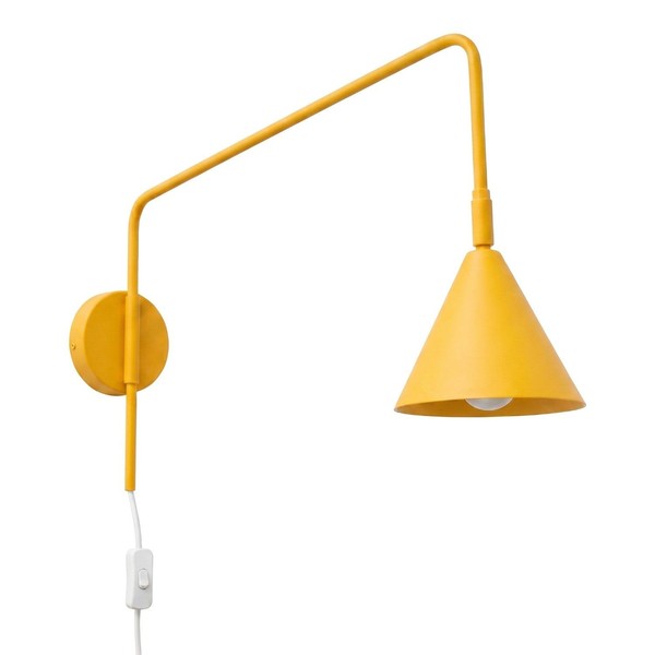 Wandlampe Stahl Gelb Schalter Kabel Stecker E14 T:61 Cm Wandleuchte Wohnzimmer-image
