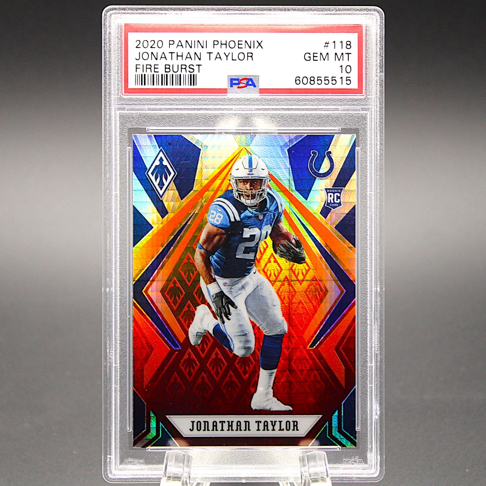 🏈💎PSA 10 GEM MT 2020 Panini Phoenix JONATHAN TAYLOR (RC) Fire Burst Prizm💎🏈