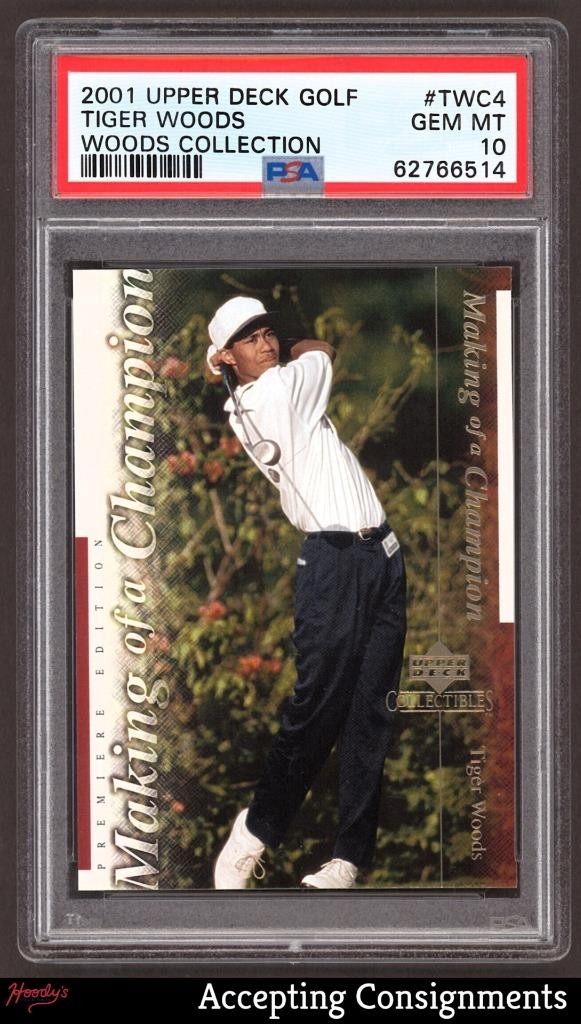2001 Upper Deck Collection #TWC4 Tiger Woods U.S. Jr. Champ RC Rookie PSA 10 GEM