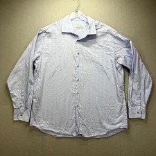 Calvin Klein Dress Shirt Mens 17.5 Purple Plaid Regular Fit Business Career
